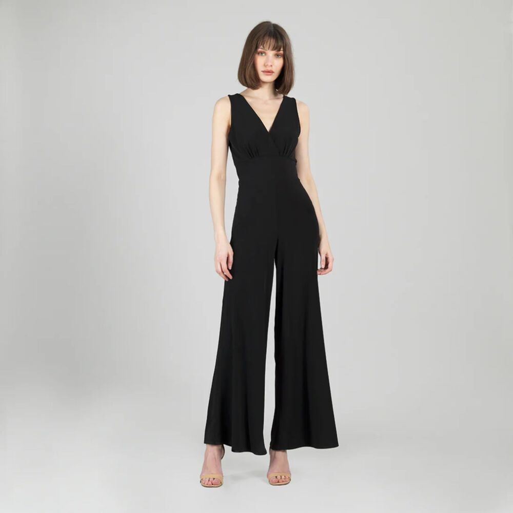 Clara SunWoo Black Signature Jumpsuit Sleeveless Wide Leg Size Small Neutral